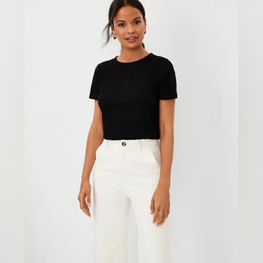 Ann Taylor Pima Cotton Crew Neck Tee black size small NWT